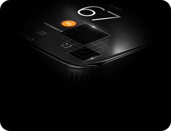 Thermostat senses lights up to greet you with a control screen.
